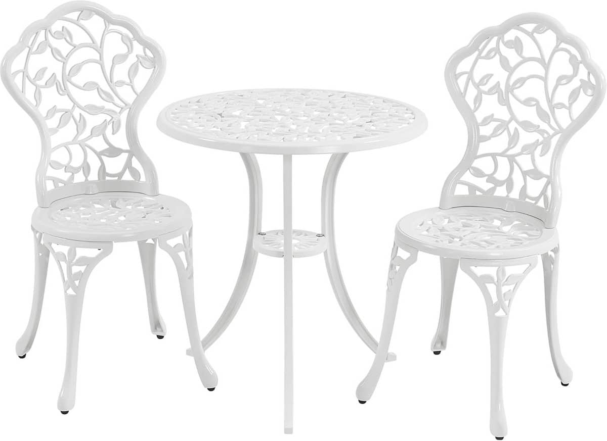 3 delige metalen bistroset voor tuin en balkon met tafel en