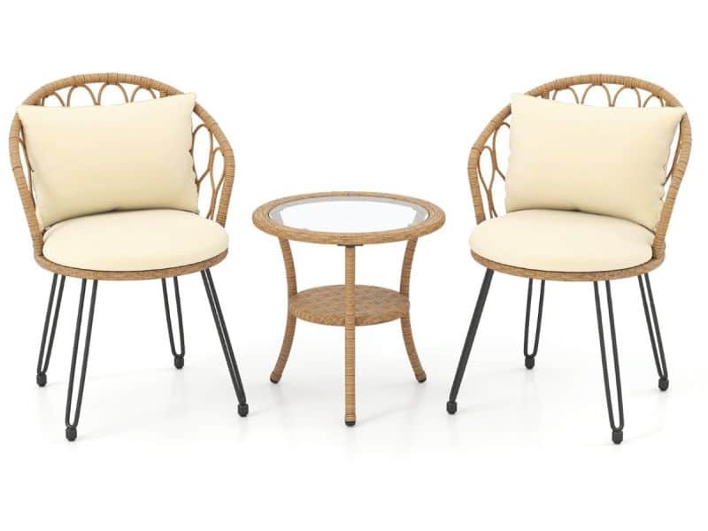 3-Delige PE Rotan Bistroset voor op Het Terras Outdoorset met