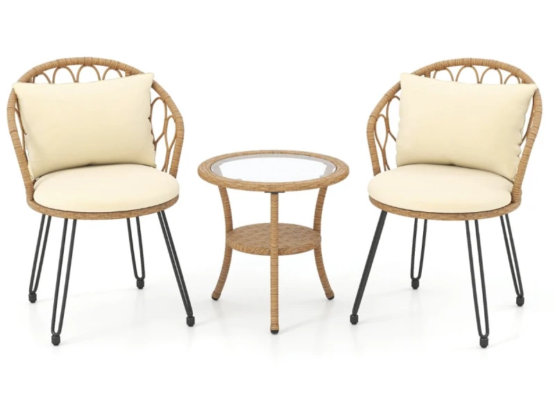 3-Delige PE Rotan Bistroset voor op Het Terras Outdoorset met