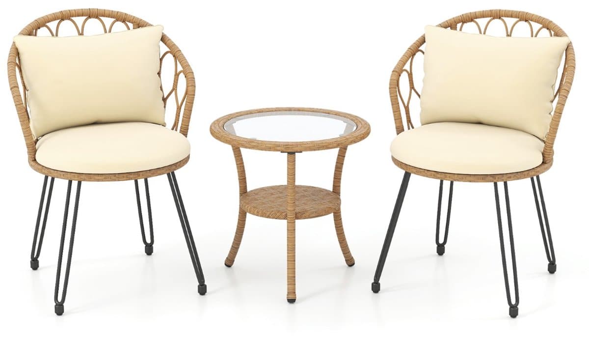 3 delige pe rotan bistroset voor op het terras outdoorset met