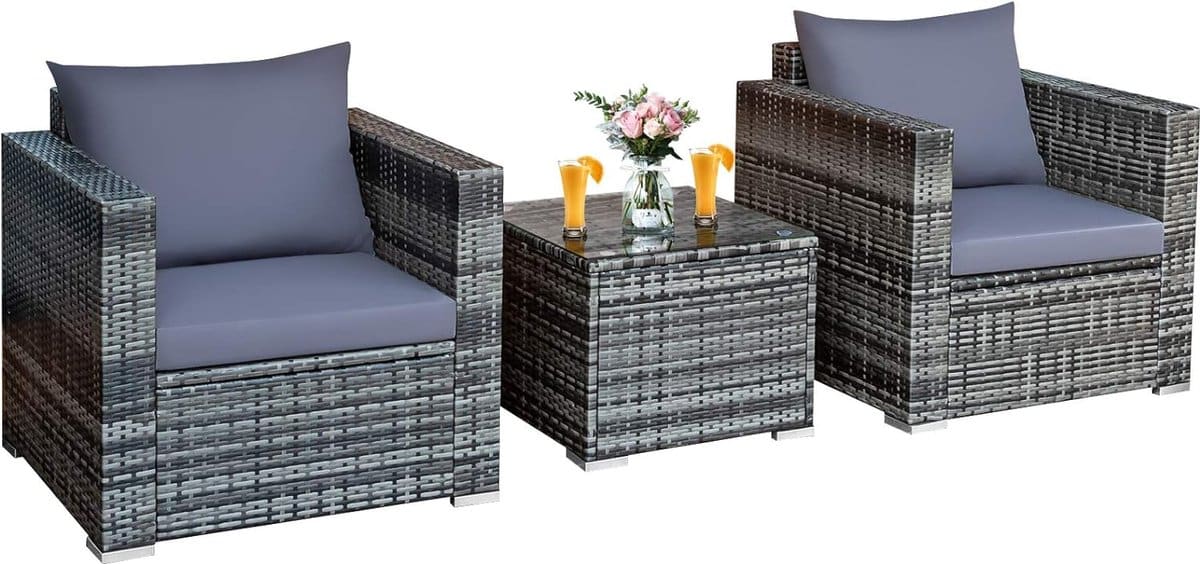 3 delige polyrotan set rotan meubelen, rotan zitgarnituur met tafel van