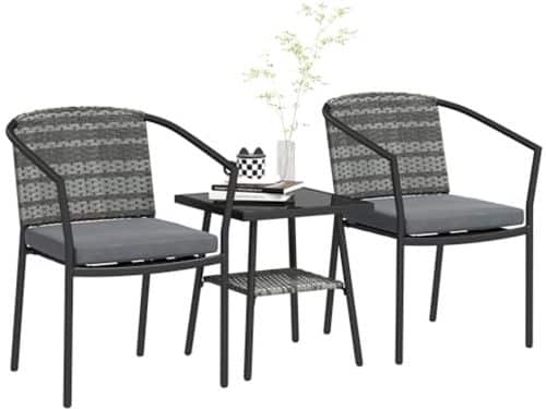 3-delige rotan bistroset met kussens - tuinmeubelset voor balkon