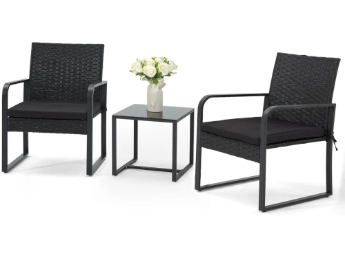 3-delige Terrasmeubelset Rotan Bistroset met Salontafel - Geschikt voor Balkon