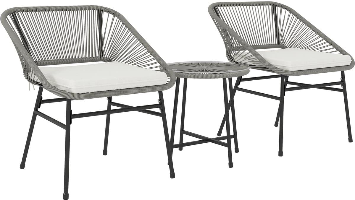 3 delige tuinmeubelset buitenmeubilair balkonset bistroset rattan