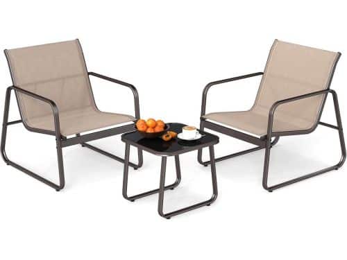 3-delige tuinmeubelset met 2 tuinstoelen en bijzettafel - Bistroset voor