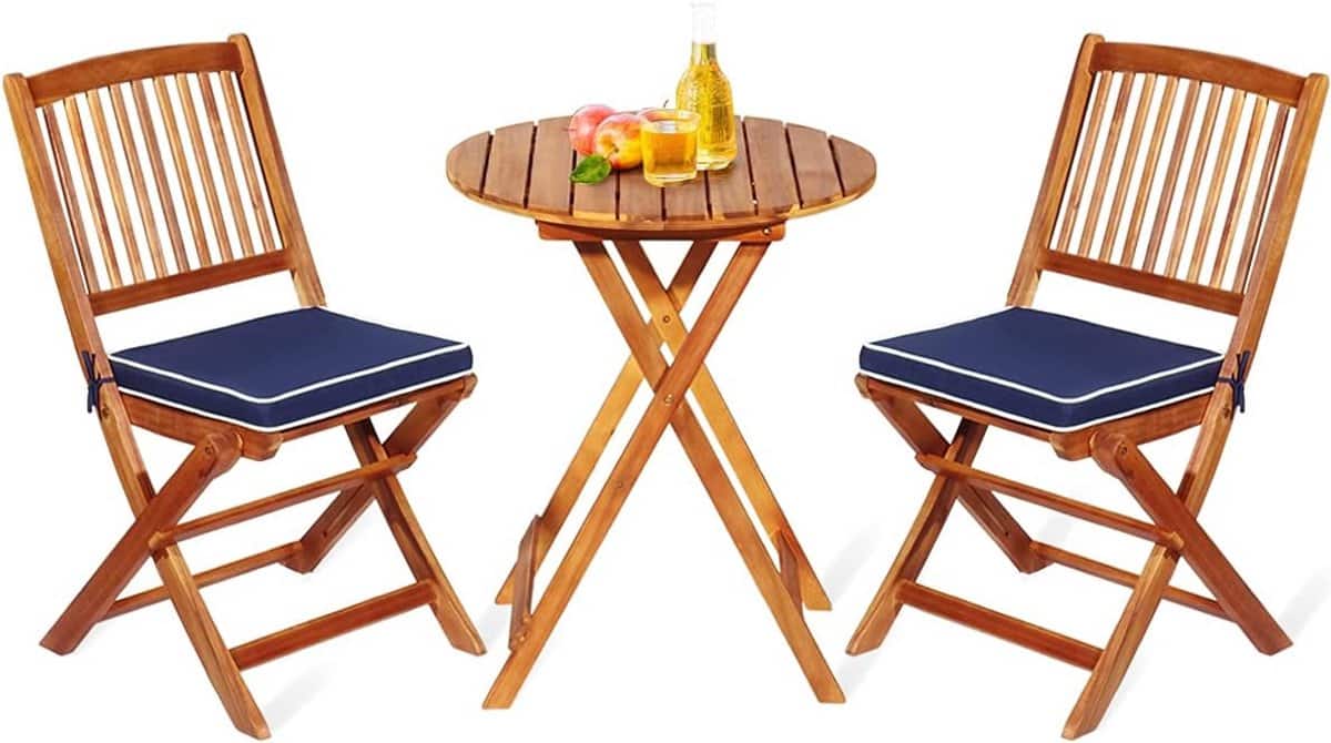 3 delige tuinmeubelset van acaciahout inklapbare balkonset met ronde tafel