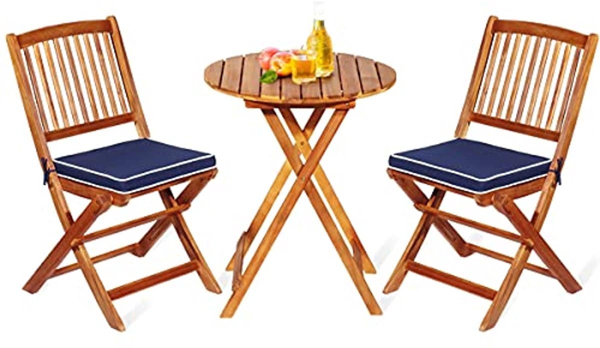 3 delige tuinmeubelset van acaciahout inklapbare balkonset met ronde tafel