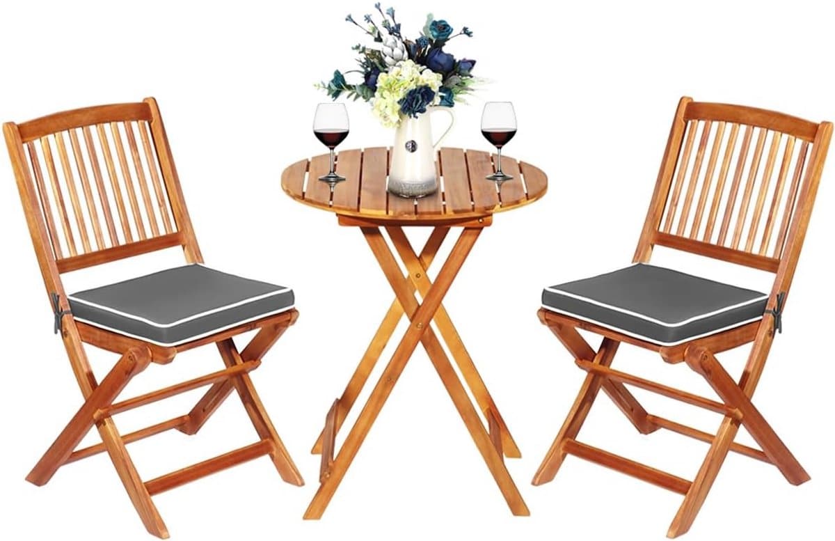 3 delige tuinmeubelset van acaciahout inklapbare balkonset met ronde tafel