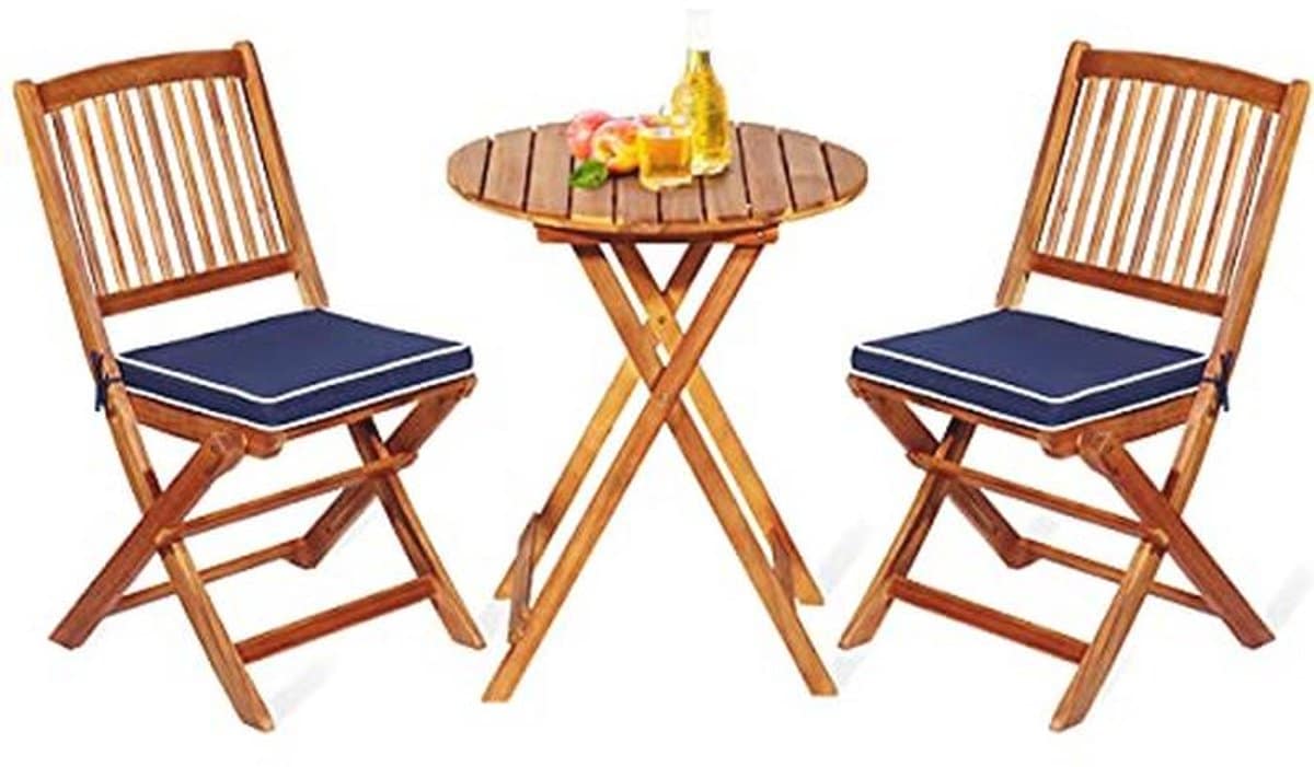 3 delige tuinmeubelset van acaciahout inklapbare balkonset met ronde tafel