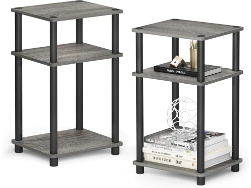 3-Tier Turn-N-Tube Bijzettafel - 2-pack - Frans Eiken/Zwart