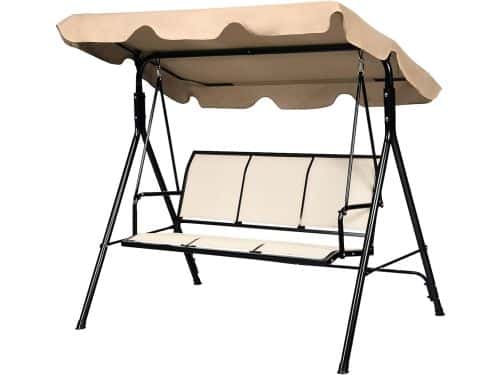 3-zits schommelbank met zonnedak en rugleuning - comfortabele tuinschommel voor