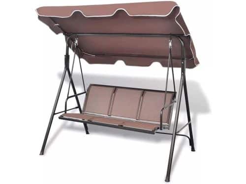 3-zits Schommelbank met Zonnedak - Roestvrijstalen Frame, Ademend Textiel