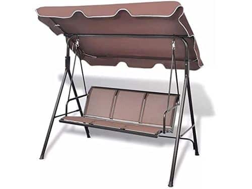3-zits Schommelbank met Zonnedak - Roestvrijstalen Frame, Ademend Textiel