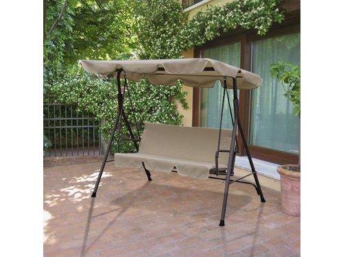 3-zits schommelbank van groen gelakt staal