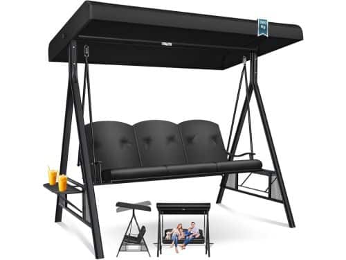 3-Zits Tuinschommel met Luifel | Ergonomische en Weerbestendige Schommelbank tot