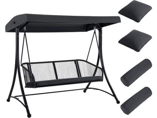 3-Zits Tuinschommel met Verstelbare Zonnescherm - Weerbestendige Schommelbank voor Buiten