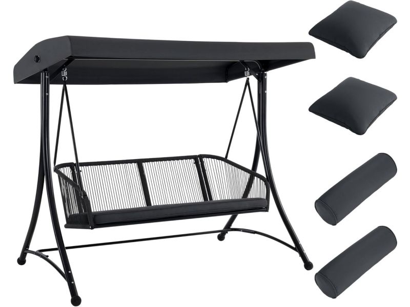 3-Zits Tuinschommel met Verstelbare Zonnescherm - Weerbestendige Schommelbank voor Buiten