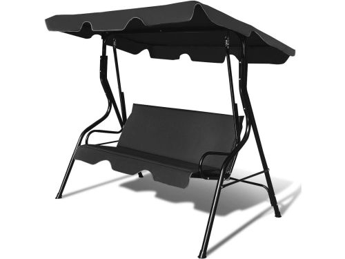 3-Zits Tuinschommel met Zonnedak en Ergonomisch Ontwerp - Schommelbank tot