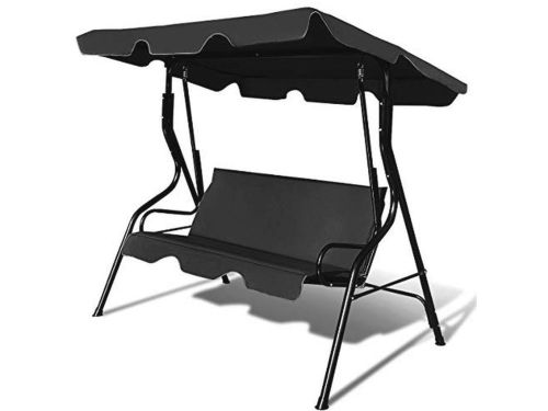 3-Zits Tuinschommel met Zonnedak en Ergonomisch Ontwerp - Schommelbank tot