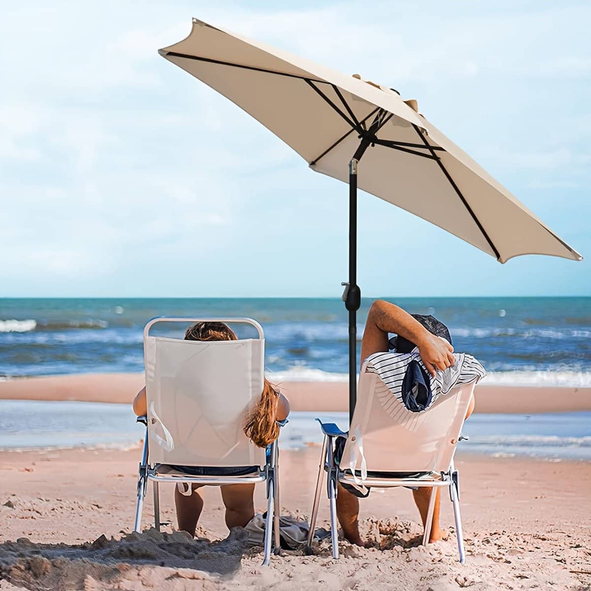 360° draaibare zweefparasol grote vierkante buitenparasol met ijzeren frame