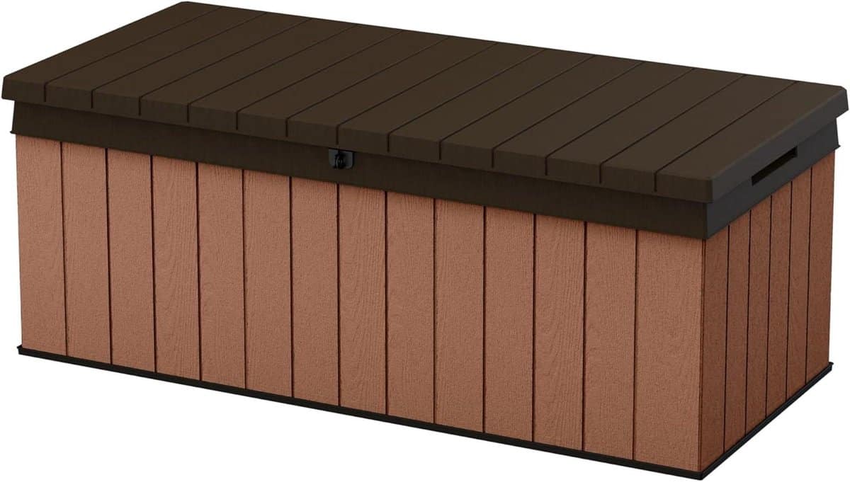 380l outdoor tuinmeubelen opbergdoos bruin evotech+ houtlook & feel