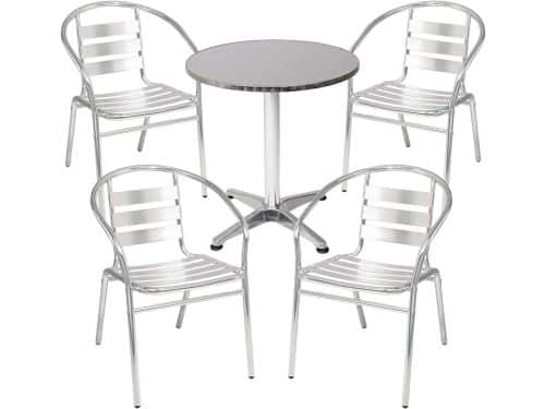 4-delig bistroset met ronde aluminium tafel Ø 60 cm en