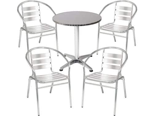4-delig bistroset met ronde aluminium tafel Ø 60 cm en