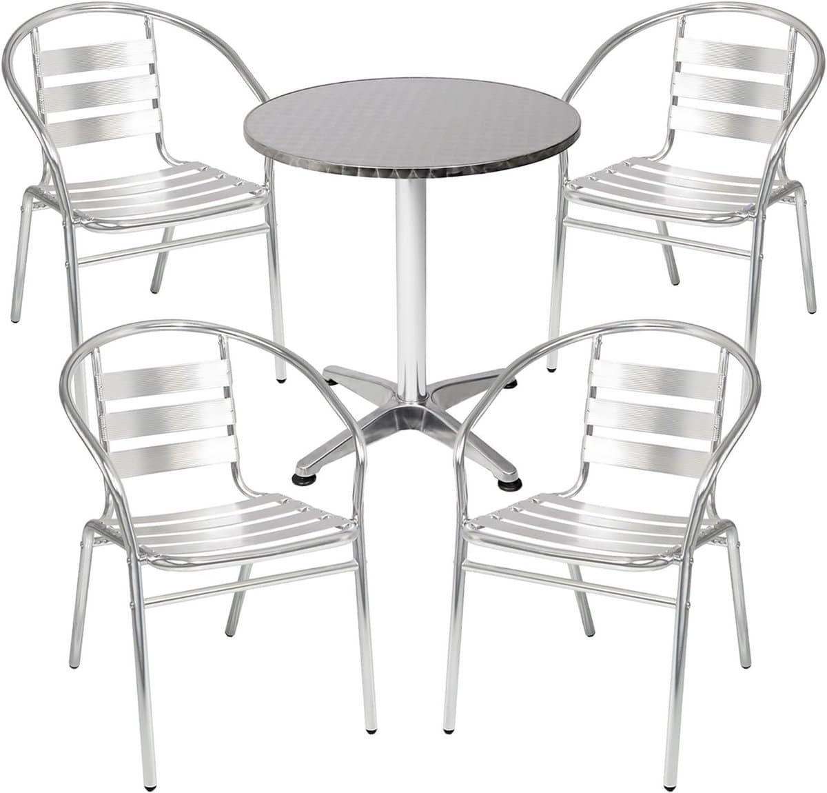 4 delig bistroset met ronde aluminium tafel Ø 60 cm en