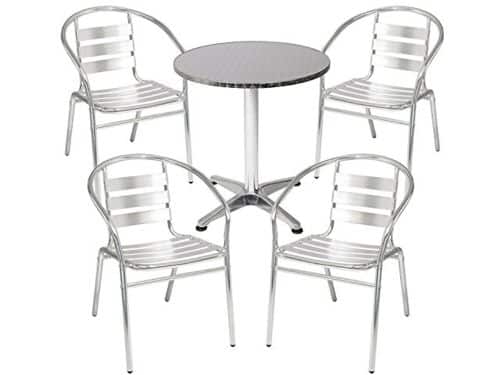 4-delig bistroset met ronde aluminium tafel Ø 60 cm en