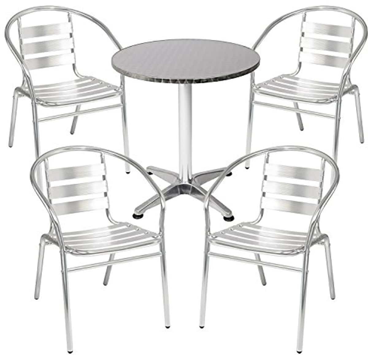 4 delig bistroset met ronde aluminium tafel Ø 60 cm en