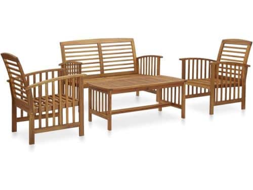 4-Delige Houten Tuinset met Bank en Stoelen van Duurzaam Acaciahout