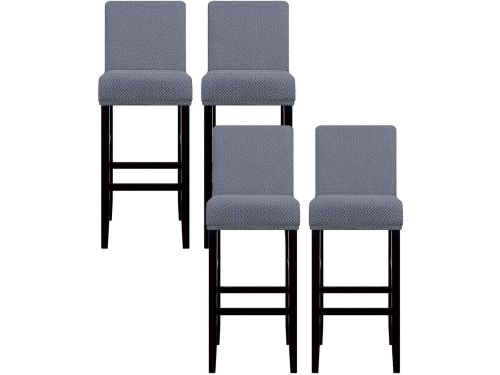 4-Delige Stretch Barkruk Hoezen met Rugleuning - Universele Pasvorm Hoogte