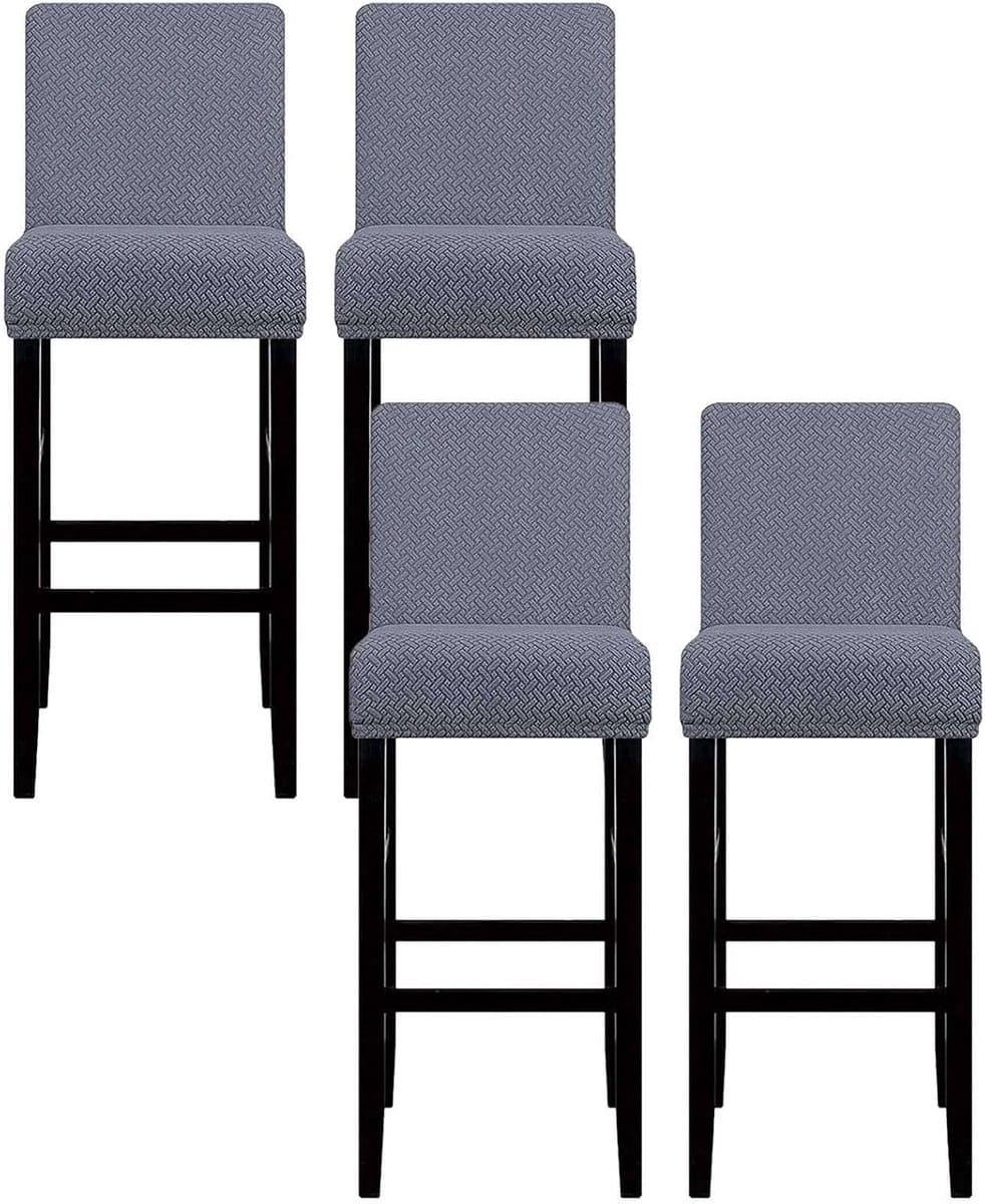 4 delige stretch barkruk hoezen met rugleuning universele pasvorm hoogte