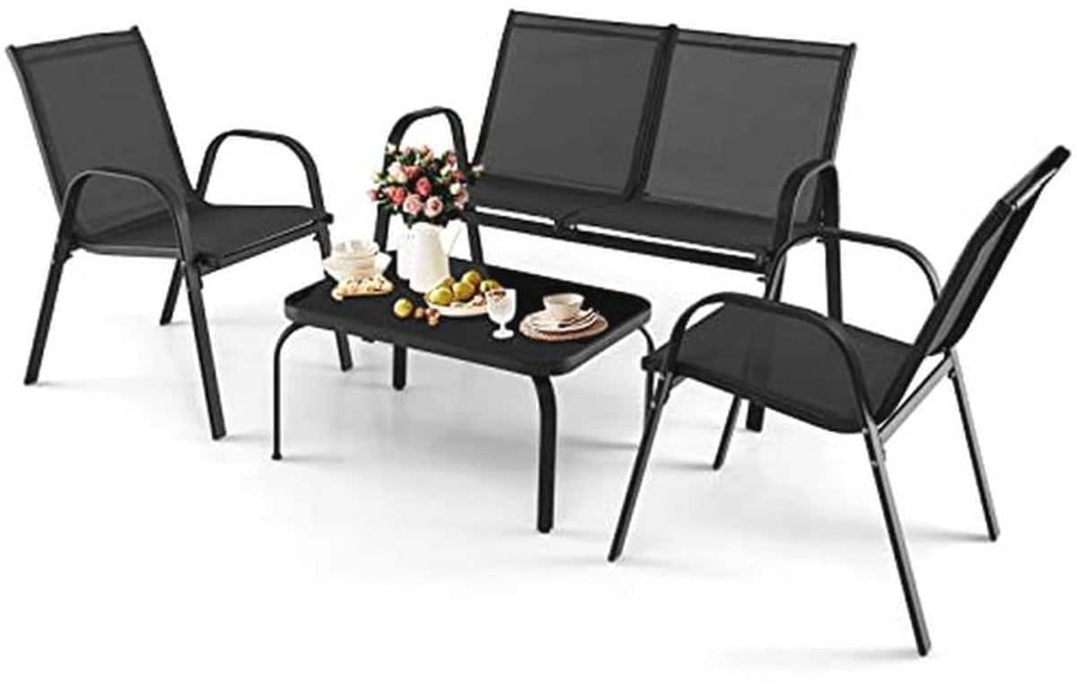 4 delige tuinmeubelset voor 4 personen balkonset met stoelen en