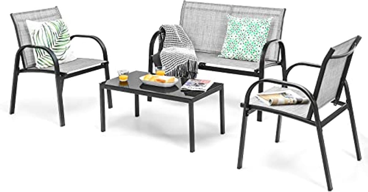 4 delige tuinmeubelset voor 4 personen balkonset met stoelen en