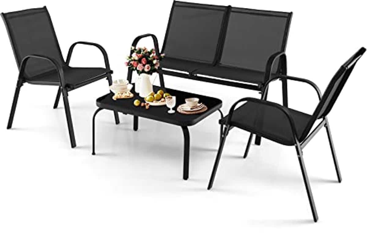 4 delige tuinmeubelset voor 4 personen balkonset met stoelen en