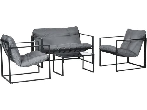 4-delige Tuinset voor 4 Personen met Bank, Stoelen en Tafel