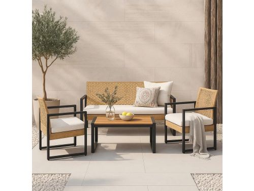 4-delige Tuinset voor Buiten met Tafel, Bank en Stoelen