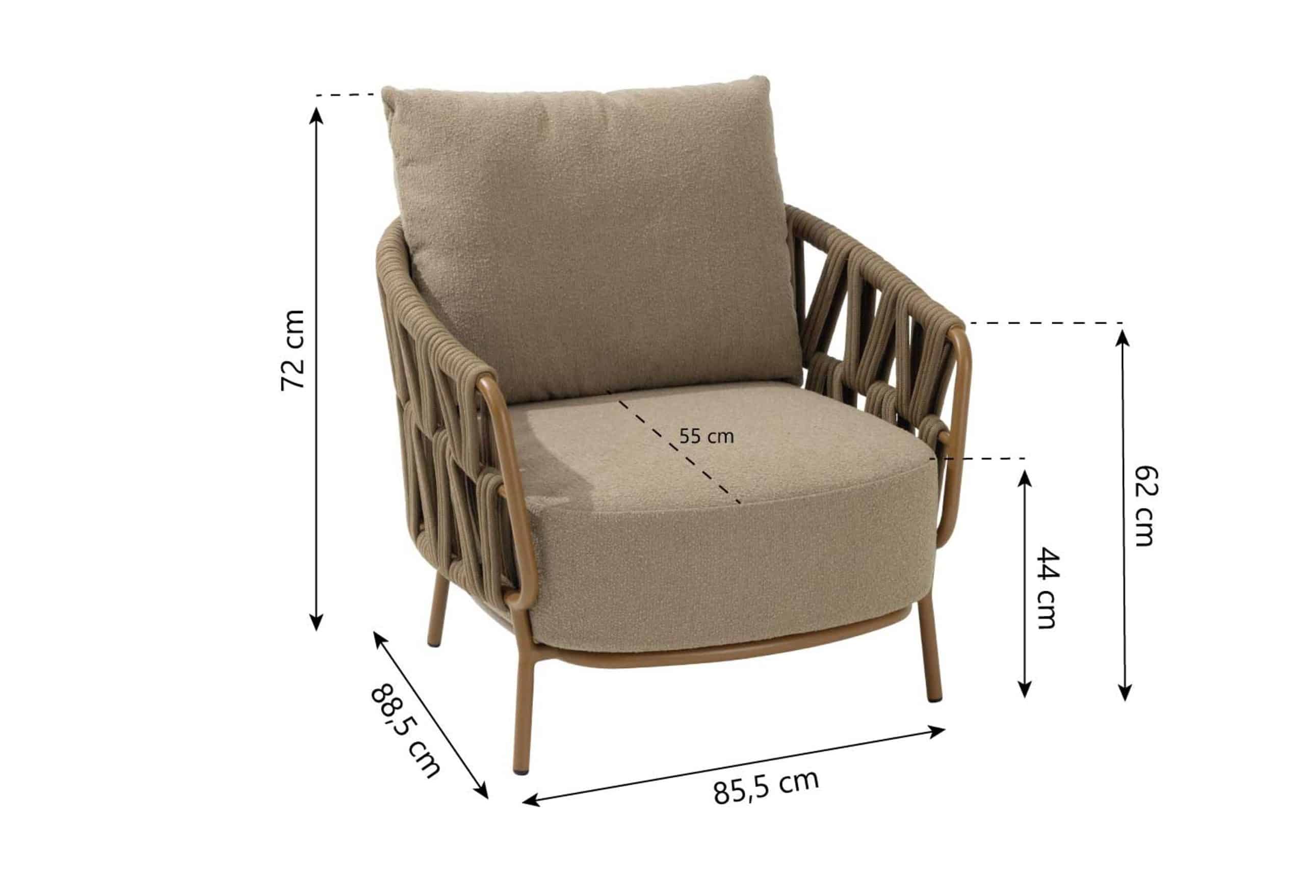 4 seasons biarritz living chair amber with 2 cushions