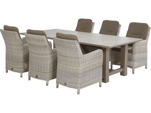 4 Seasons Diva tuintafel 240cm + Indigo wicker tuinstoel Taupe