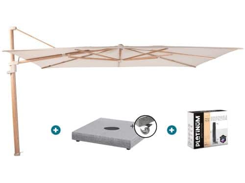 4 Seasons Finca zweefparasol 4x3 m - Zand/Houtlook met Finca