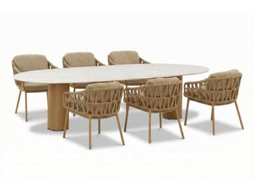 4 Seasons Outdoor Biarritz/Colorado 240x105 cm dining tuinset 7-delig Amber