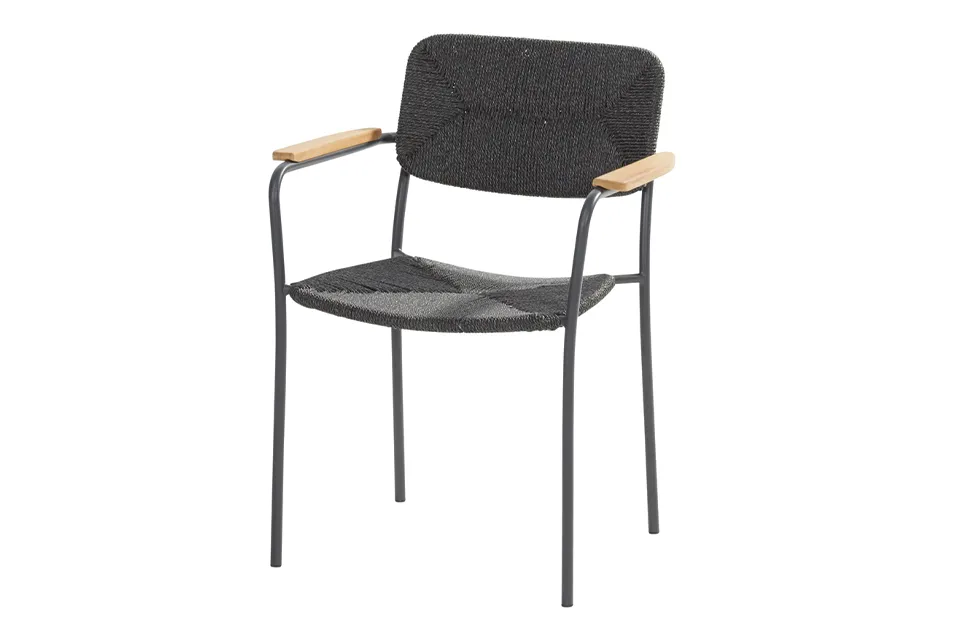 4 seasons outdoor | bora stapelstoel met teak arm | antraciet