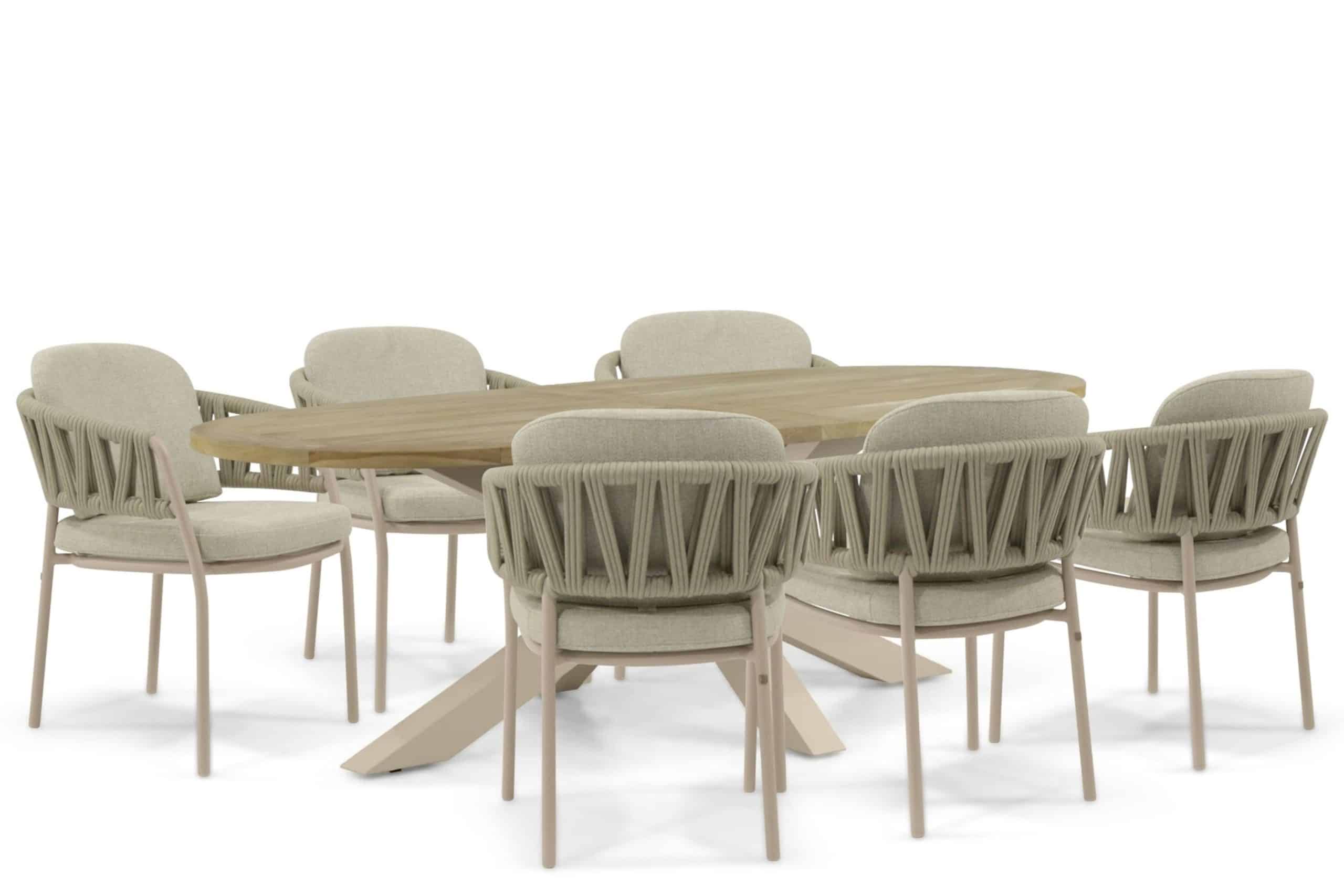 4 seasons outdoor calma/brookline 240×120 cm dining tuinset 7 delig