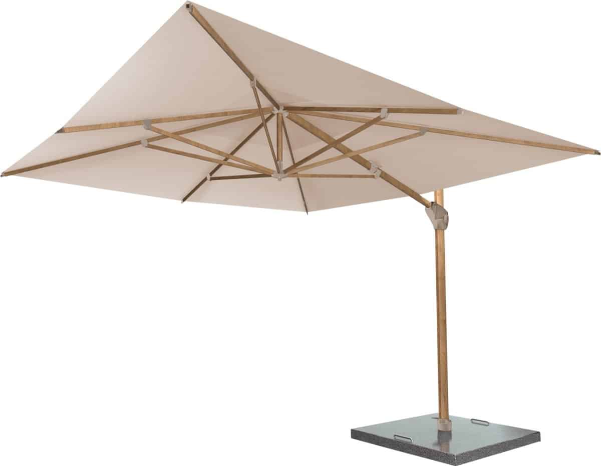 4 seasons outdoor hacienda zweefparasol 300×400 sand/houtlook frame
