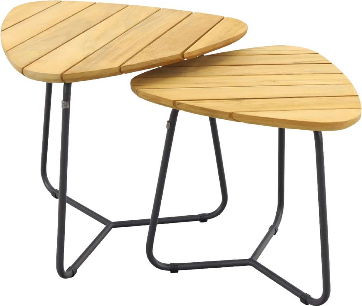 4 seasons verdi set van 2 teak driehoekige salontafels