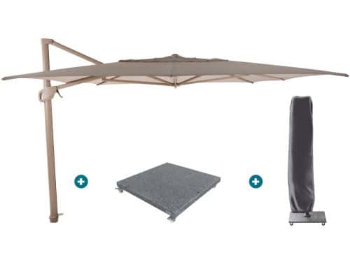 4-Seasons zweefparasol Hacienda 300 x 400 - Latte/zand met voet