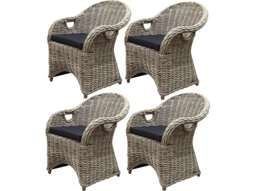 4 stuks Macau dining tuinstoel met handgat naturel rotan