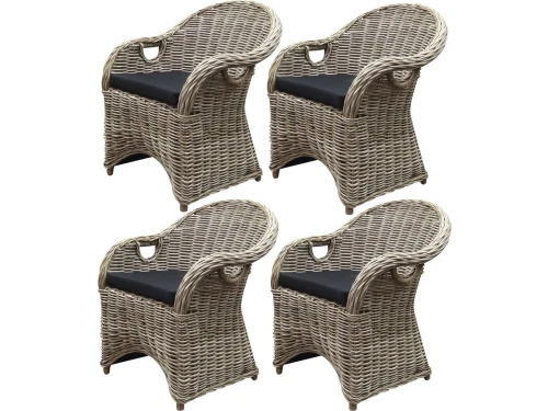 4 stuks Macau dining tuinstoel met handgat naturel rotan