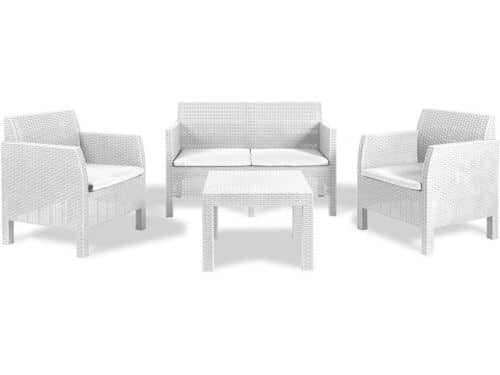 4-zits Tuinset Buiten - Bank, Stoelen en Salontafel in Rotan-Look